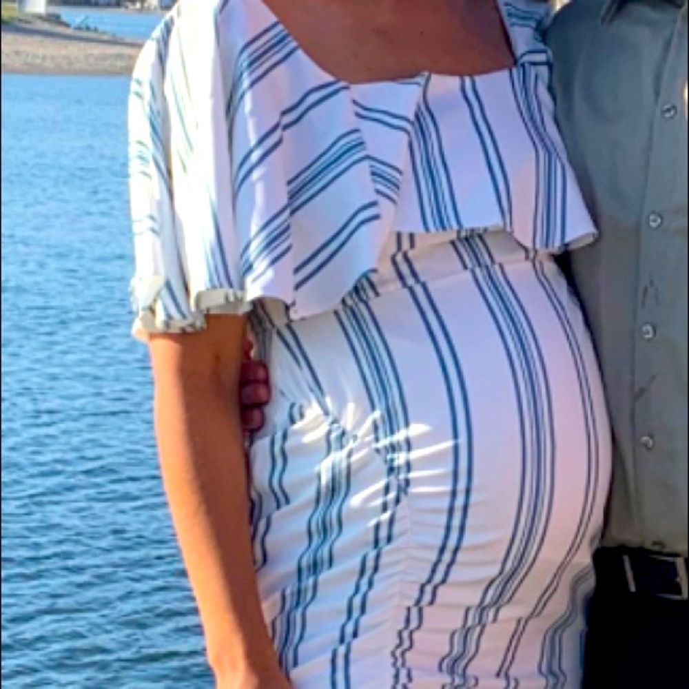 ASOS maternity white striped dress